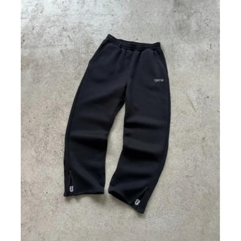 Unisex Hip Hopové tepláky se zipem a výšivkou – Americké velikosti