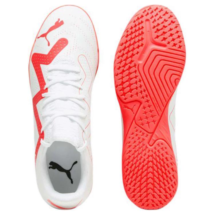 Puma Future Play Soft Comfortable Soccer Shoes Men Sneaker White Fire-Orchid Red 107382-01