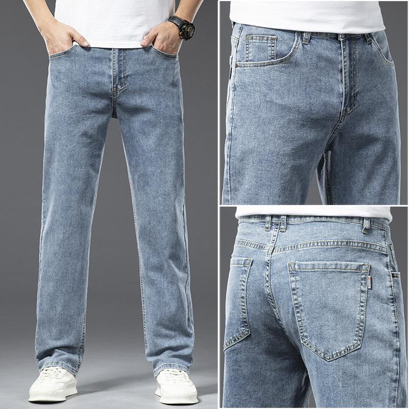 

Ice And Snow Gray Jeans Thin Straight Leg Loose Wide Leg High-end Men s Trousers New Summer Trousers Versatile 42 світло-синій колір