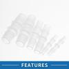 A ABSOPRO Vacuum Tube Connectors 3/16" 1/2" 3/8" 6 Pcs Plastic Hose Barb Fittings Assortment of 3 Sizes PP Clear