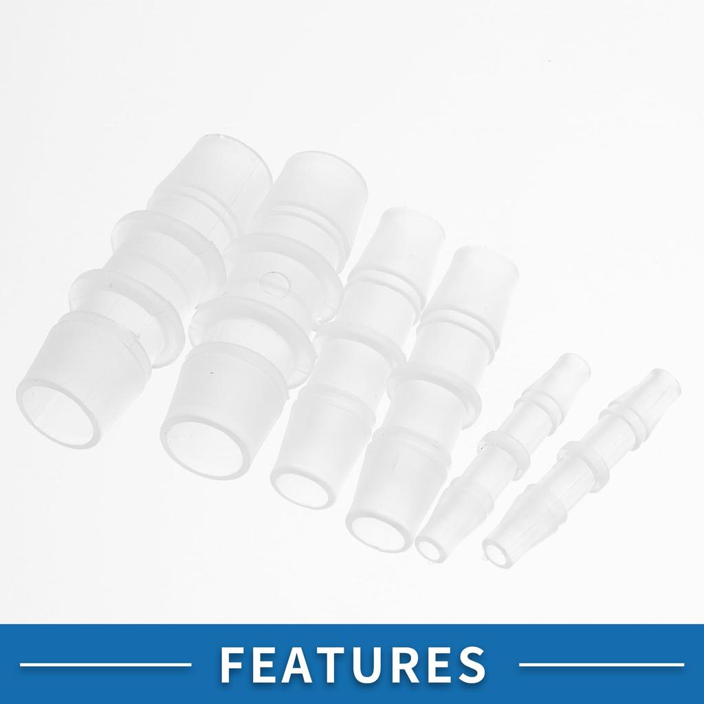 A ABSOPRO Vacuum Tube Connectors 3/16" 1/2" 3/8" 6 Pcs Plastic Hose Barb Fittings Assortment of 3 Sizes PP Clear