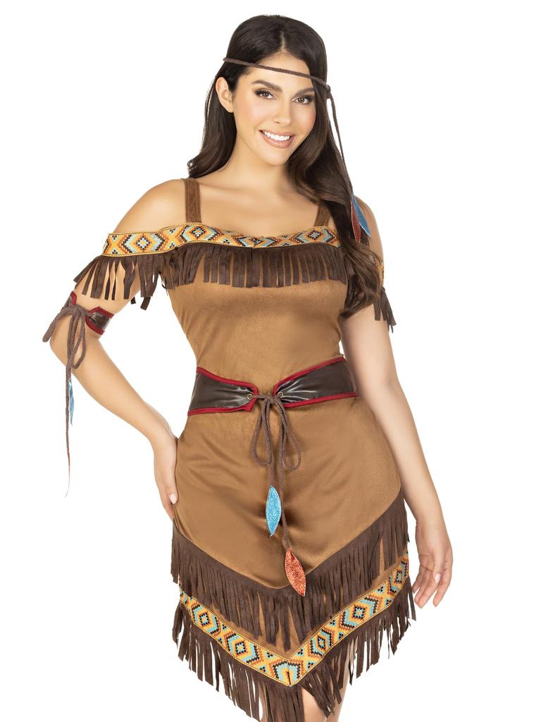 LEG AVENUE Native Princess Fringed Dress Belt Armband Headset XL Brown 85398