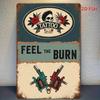 Vintage Metal Wall Art Sign  Tattoo Studio Rustic Tin Sign with Skull  Floral Design Feel the Burn Text for Home Porch
