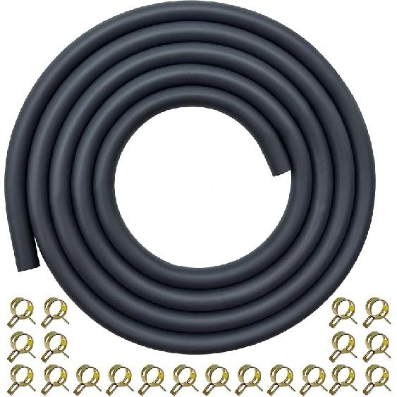 1/4 ID Fuel Gas Line Hose Fit For Briggs & Stratton Craftsman MTD Kawasaki Kohler Small Engines Generator Powersports W/ 20 Clamps Rubber Black 8