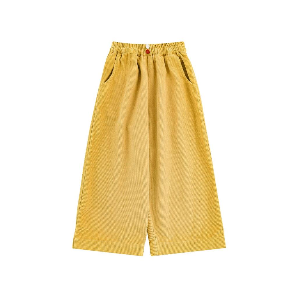 Libu Girl's Retro Corduroy Pants - Soft, Skin-Friendly, Windproof, Warm, Loose-Fit Straight-Leg for Autumn