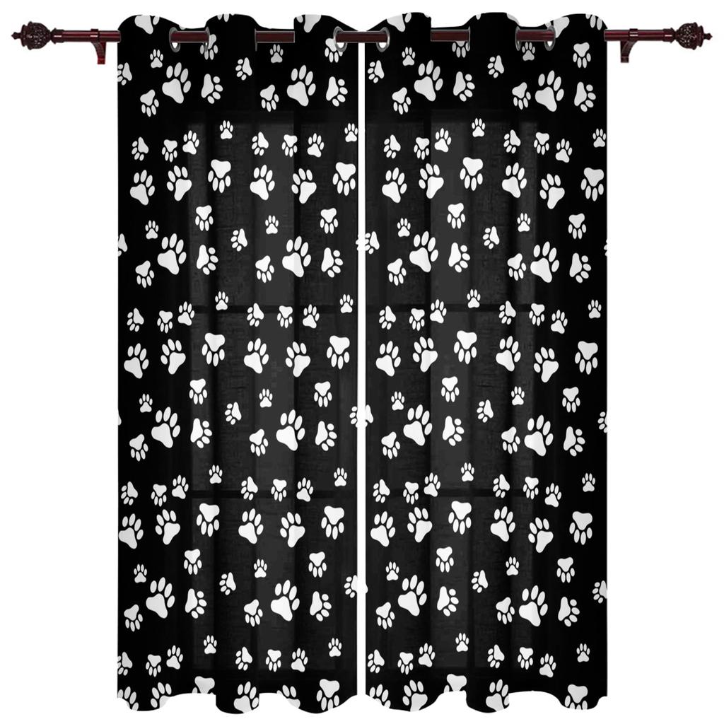 Colour Dog Paw Print Window Curtains Curtains for Living Room Decorative Items Living Room
