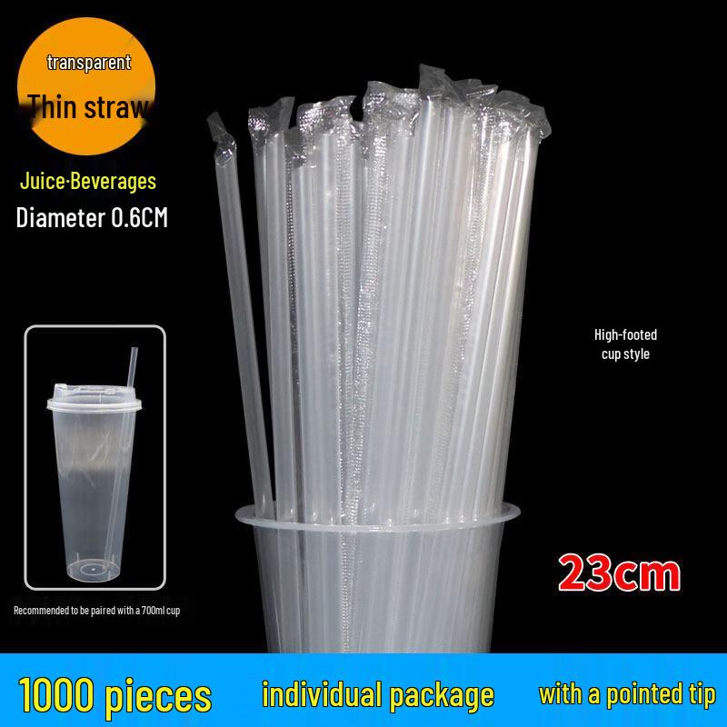 RuHan 23cm Clear High-Temperature Disposable Thin Straws
