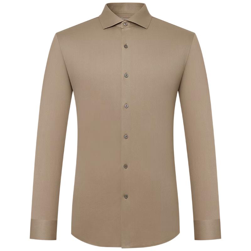 CAMICISSIMA Men s Khaki Wrinkle-Free Long-Sleeve Shirt 39