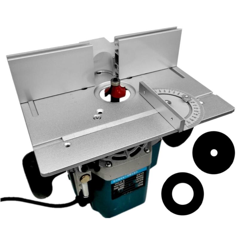 Aluminium Router Table Insert Plate Woodworking Benches Router Flip Plate with Miter Gauge Guide Aluminium Fence Sliding