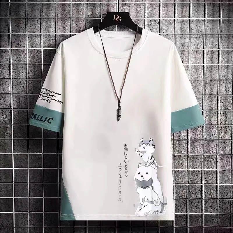 

Футболка с короткими рукавами, мужская летняя мужская футболка из ледяного шелка с половиной рукавов, свободный красивый топ с короткими рукавами M