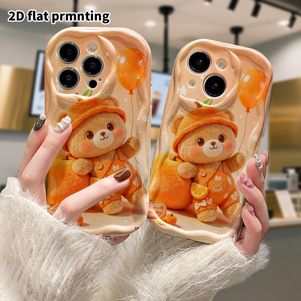 Phone Case: 2D Flat Design Suitable for iPhone 18 17 16 15 14 13 Pro Protective Case, Orange Little Bear, Perfect Christmas and Halloween Holiday Gift