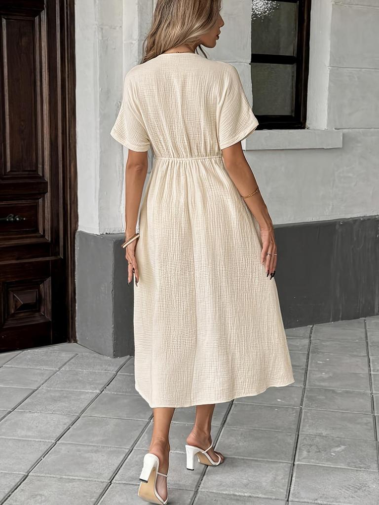 Bohemian Lace-up Deep V-neck Dress for Women