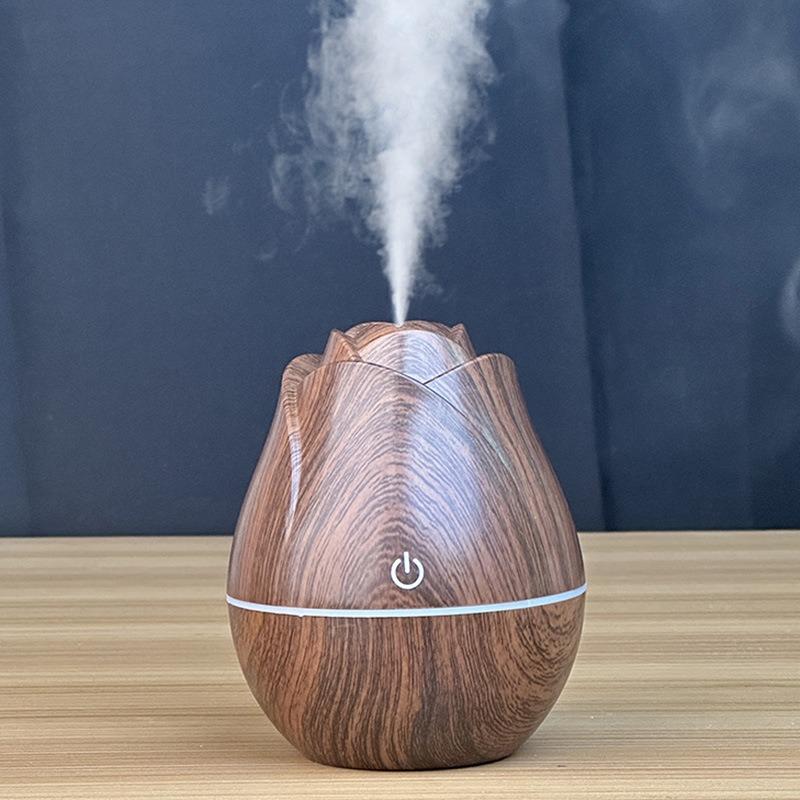 Nawilżacz z usłojeniem palisandru USB do samochodu cichy do sypialni uzupełnianie wody kolorowy gradient światła maszyna do aromaterapii