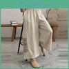And Thin Womens Summer Cotton Linen Cropped Wide Leg Pants With Embroidered Artistic Retro Embroidery Ethnic Style Loose Casual Pants For Women