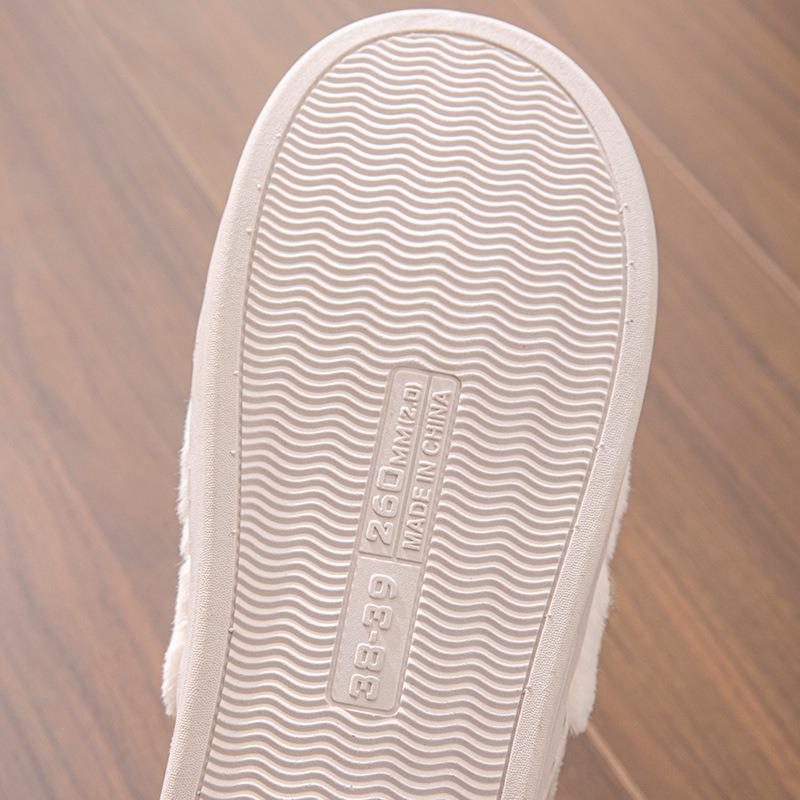 Cotton Slippers Women's Autumn and Winter Couples Home Bag Heel Warm Confinement Shoes Thick-soled Plush Shoes Men