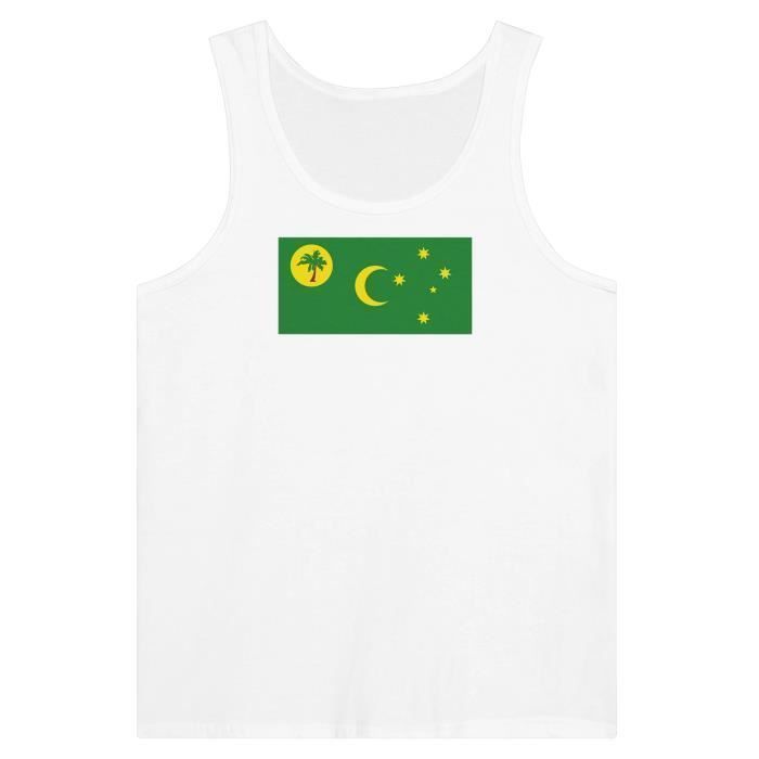Débardeur - Drapeau des îles Cocos - Branco - 100% algodão - Coupe ajustado - Mixte
