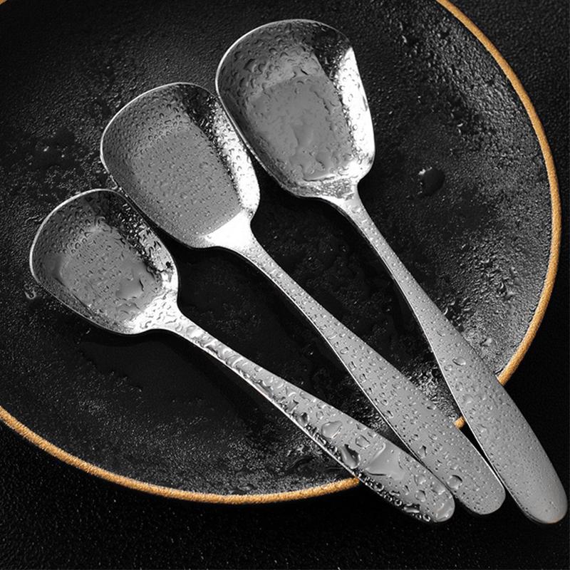 17Cm Soup Spoon Stainless Steel Big Head Round Spoon Long Handle Stirring Dessert Spoon Home Kitchen Gadget Restaurant Accessory