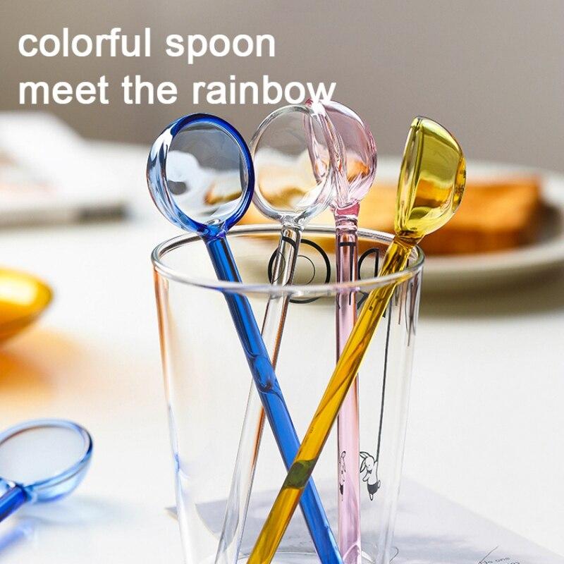 Glass Mixing Spoon High Temperature Resistant for Milk And Coffee
