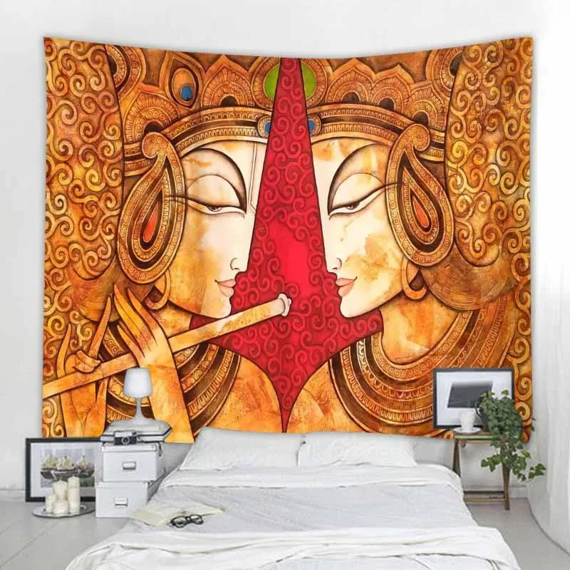 Indian Buddha Art Tapestry Wall Hanging Meditation Mandala Room Wall Decor Boho Home Aesthetics Home Decor Background Fabric