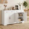 Buffet Cuisine 4 Tiroirs 4 Portes Style Shaker 140x38x80cm Blanc
