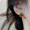 Simple Maillard Tiger's Eye Stone Stud Earrings Women's Niche Fashion High-end Earrings New Personalized Versatile Tide Ear Jewelry