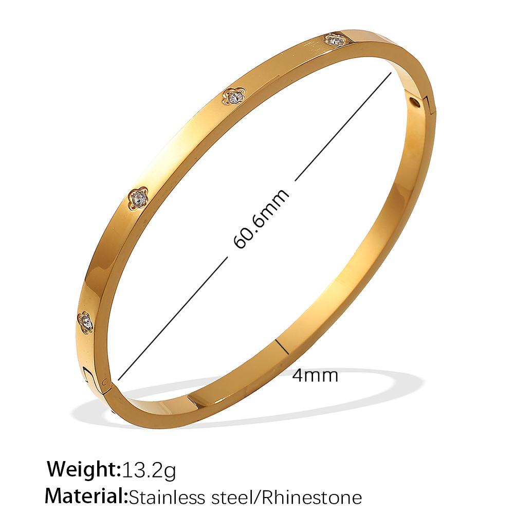 Titanium Steel Bracelet, Hexagram Buckle Bracelet, Gold-Plated Stainless Steel Zircon Bracelet.