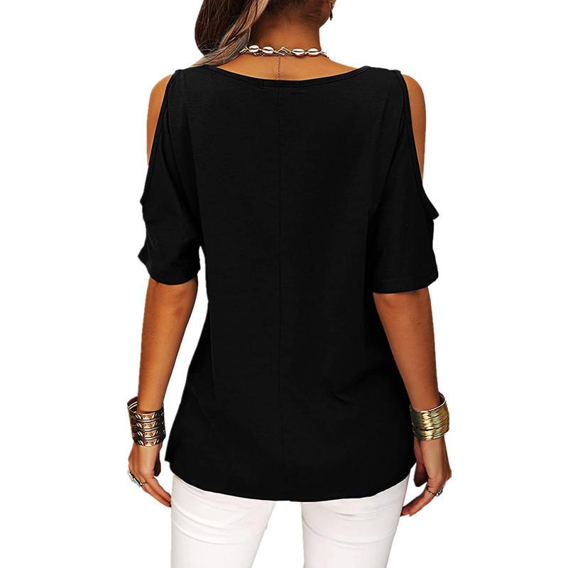Women's Fashion Casual Summer Spring Solid Color Print Short Sleeve O-Neck Blouses & Shirts