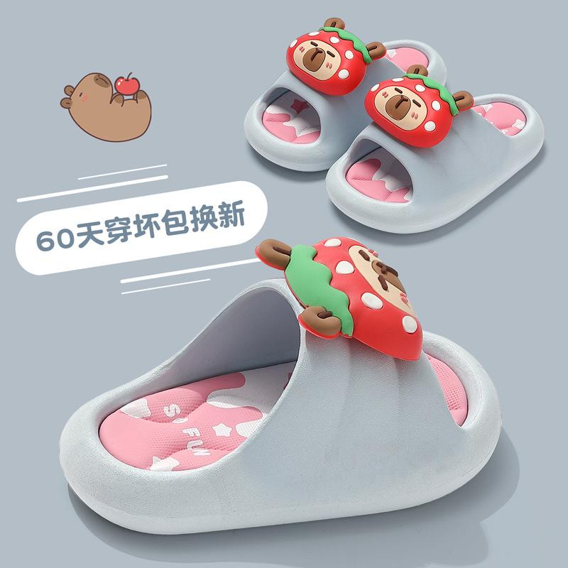 

Летние детские тапочки для дома 2025 года, нескользящие сандалии для мальчиков и девочек, семейные тапочки для родителей и ребенка на троих 24-25 синий