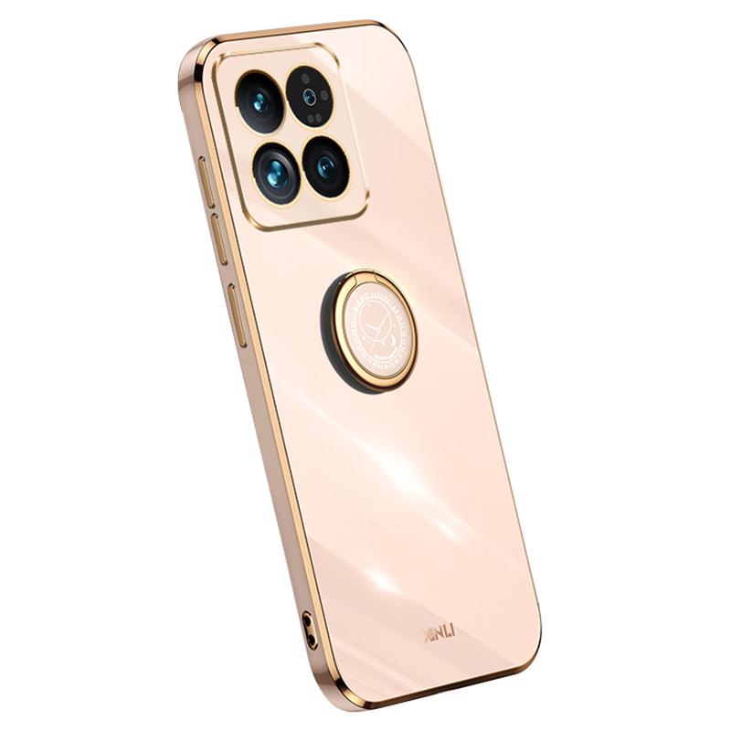 XINLI For Xiaomi 14 Pro Case Electroplated TPU Ring Kickstand Phone Cover