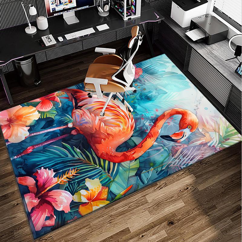 Flamingo In Tropical Paradise Office Rug Chair Mat, Entryway Carpet, Suitable for Front Door, Bedroom, Living Room, Desk, Holiday Gift