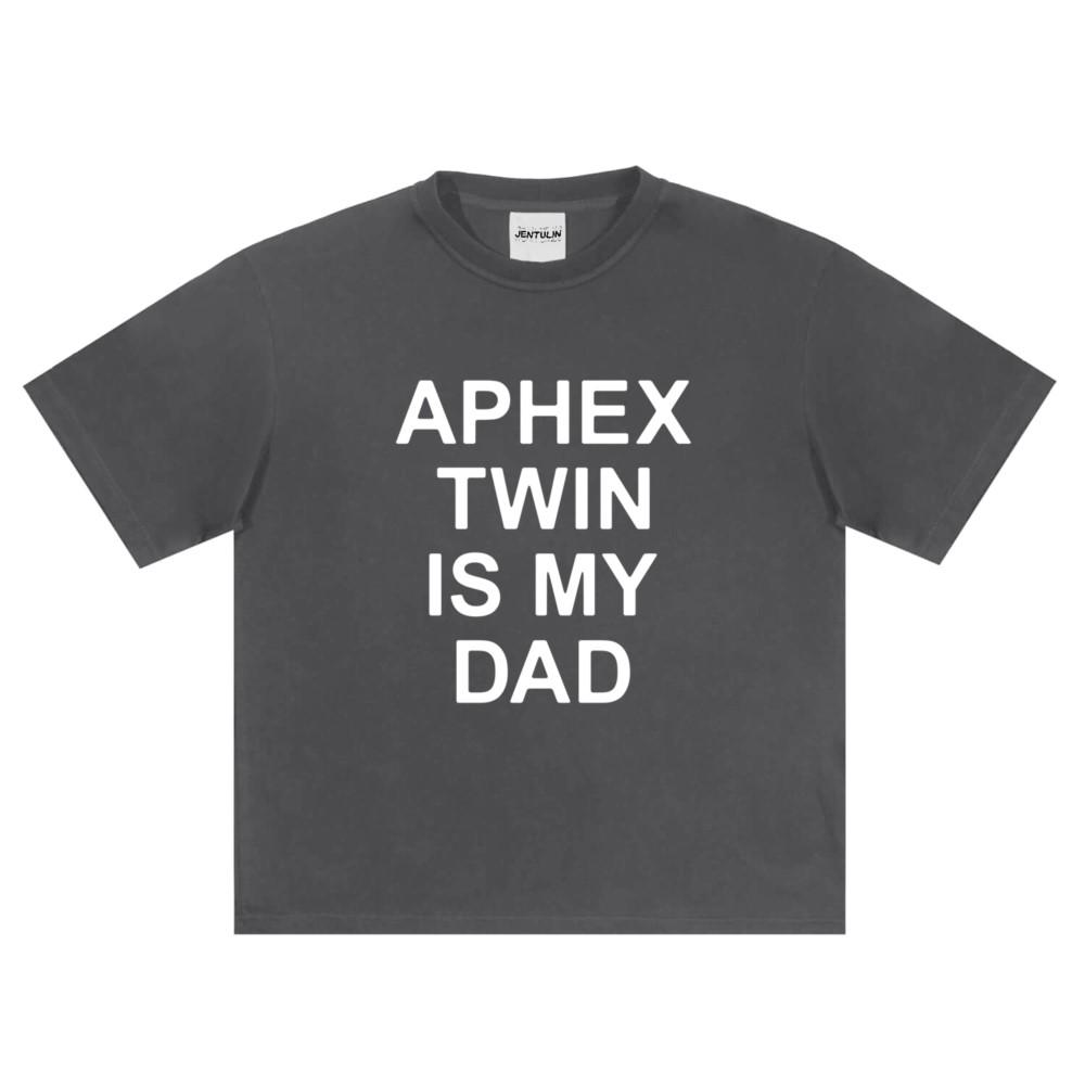 Punk Aphex Twin Print TShirt Oversized Mens Hip Hop Streetwear Harajuku Clothing Goth Letter Short Sleeve Tops Cotton Tees Y2k