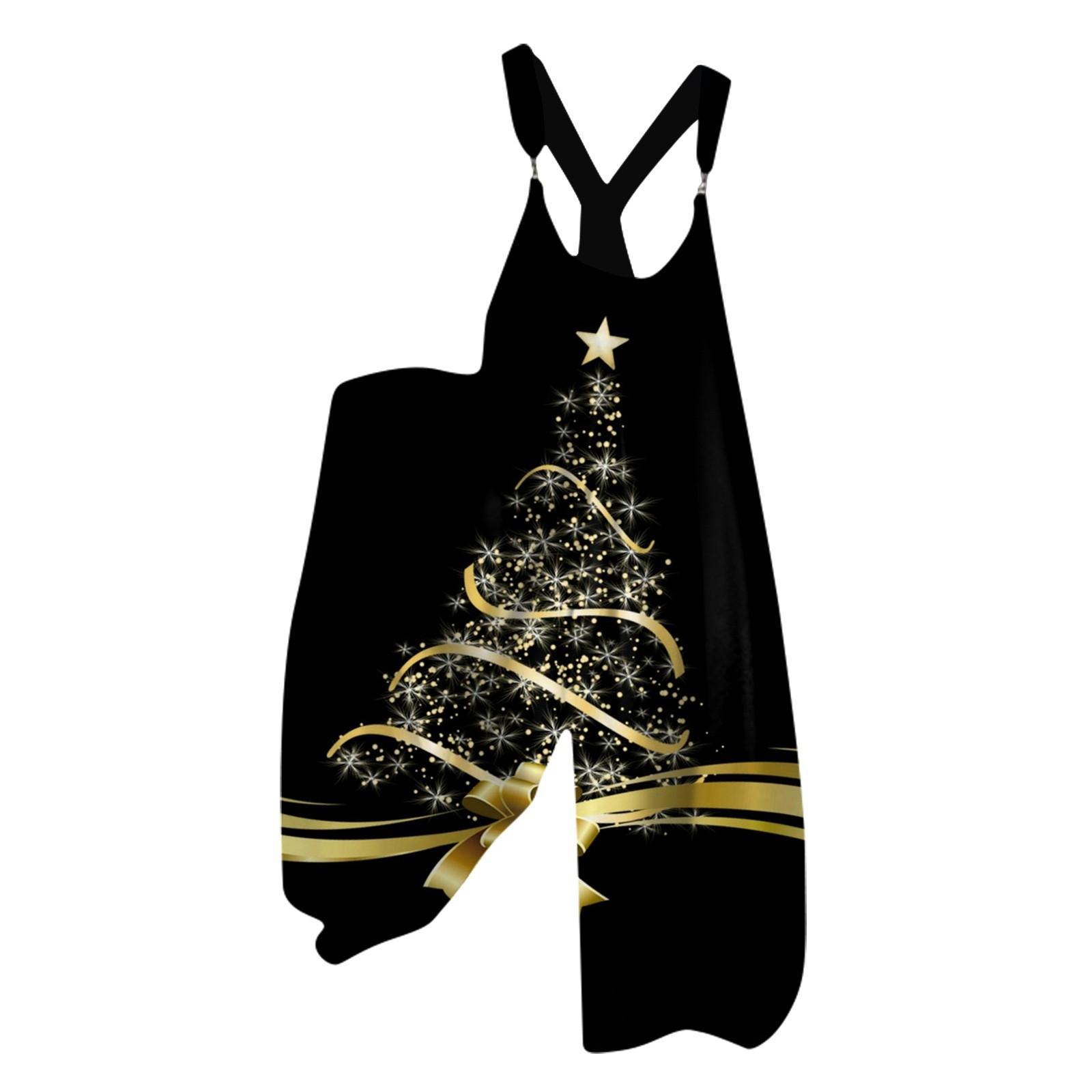 

Женский летний комбинезон с рождественским принтом в винтажном стиле (Нерегулируемые ремни) XXXL жёлтый