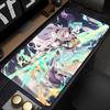 Gaming Mouse Pad Large Desk Mat Antislip Rubber Base Stitched Edges Teal Fire Anime Girl Print for Gaming  Office Desk Use