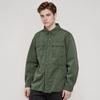 Men's Multi-pocket Loose Casual Shirt Trendy Fashion Top with Long Sleeves Versatile Work Jacket Green Khaki