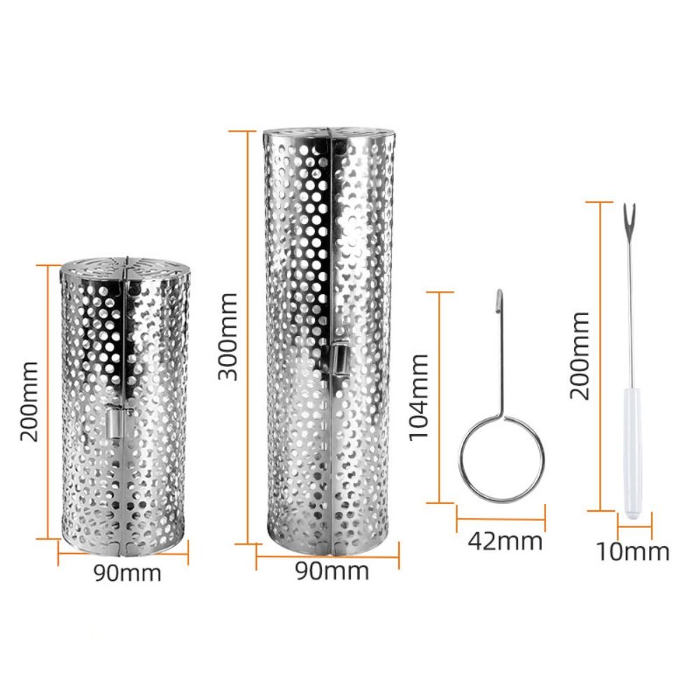 Stainless Steel Barbecue Cage Cylinder Barbecue Grill Tube Net Portable BBQ Basket  Party
