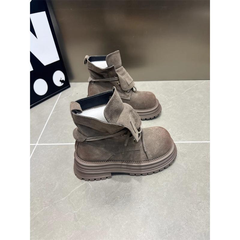 Suede Women's Boots 2025 Autumn/Winter New Style British Style Thick-soled Height-increasing Ankle Boots Retro Women's Shoes
