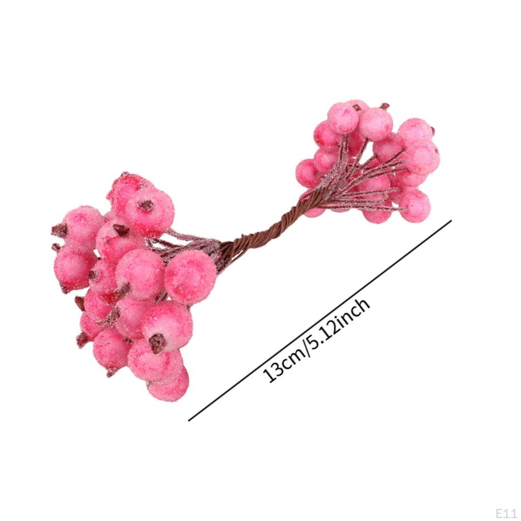 40 Köpfe Künstliche Frosted Holly Beeren Blumenarrangement Gefälschte 20 Draht für Party Handwerk