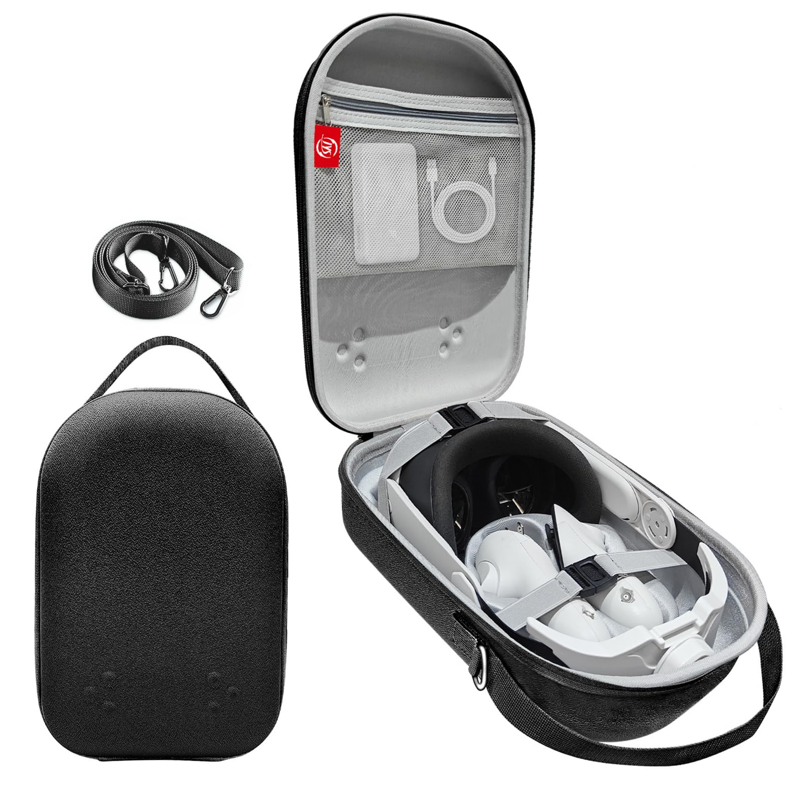 

SHEAWA для Meta Quest Сумка для хранения и переноски, противоударный жесткий чехол из EVA с плечевым ремнем, может хранить аксессуары, такие как основной чехол AC 3S/3, сумка, чехол, ремешок, чёрный