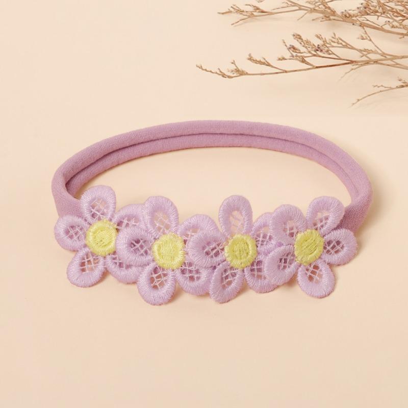 2025 New Spring-Summer Baby Headbands Solid Color Floral Kids Hair Accessories Soft Nylon Infant Headwear Gentle Cute Must-Have