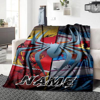 Custom Name Spider-Man Comic Artwork Blanket for Couch & Bed, Plush Cozy Fuzzy Blanket Super Soft & Warm Blankets for Fall and Winter. 09087