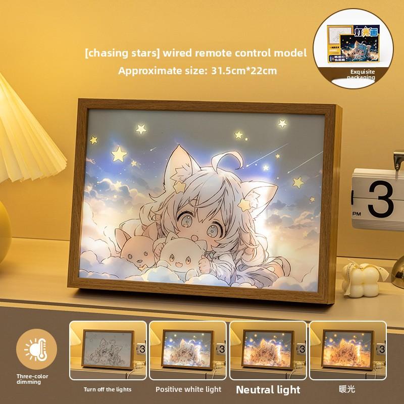 22cm/8.66in Cartoon Anime Figure 3D Light Painting Angel Silvia Creative Photo Led Night Lamp Christmas Gifts Bedroom Decoration