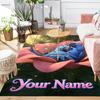 Custom 1Pc Lovebirds Pink Flower Flannel Personalized Rug Non Slip Floor Mat Soft Carpet for Living Bedroom Office Home Decor Gift