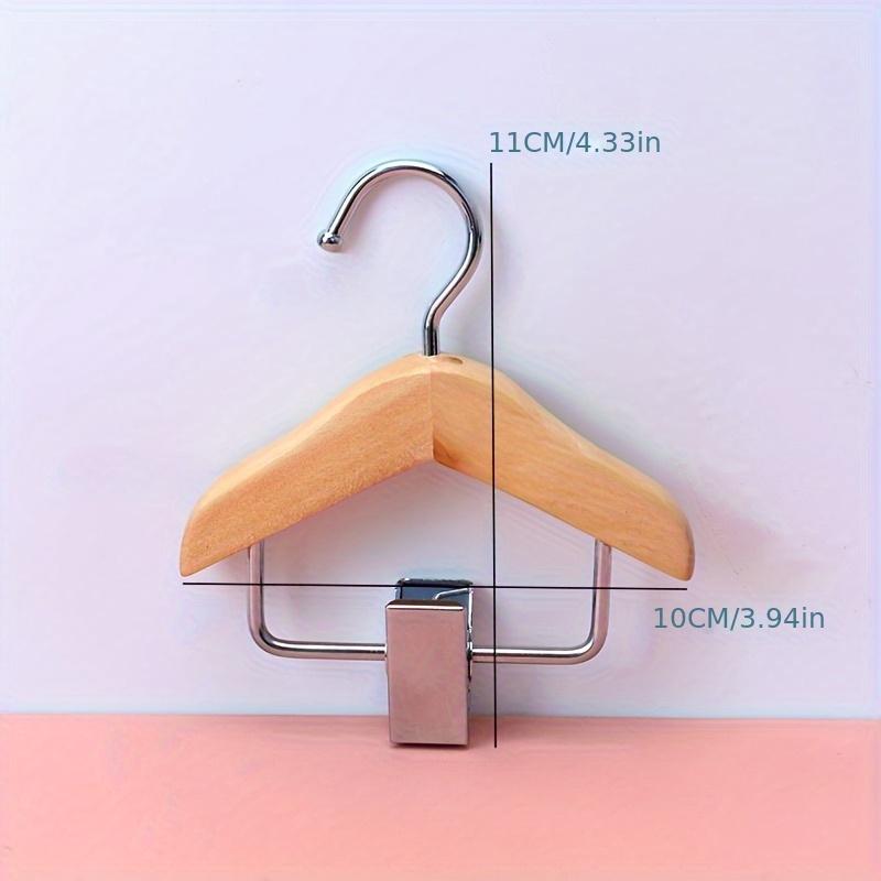 1pc Wood Hanger Clips, Mini Small Clothes Support, Display Stands, One-piece Suit Hangers, with Trouser Clips