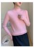 High-End Women's Cashmere Knit Lace Top - Long Sleeve, Half High Collar, Mesh Base Layer for Spring & Autumn