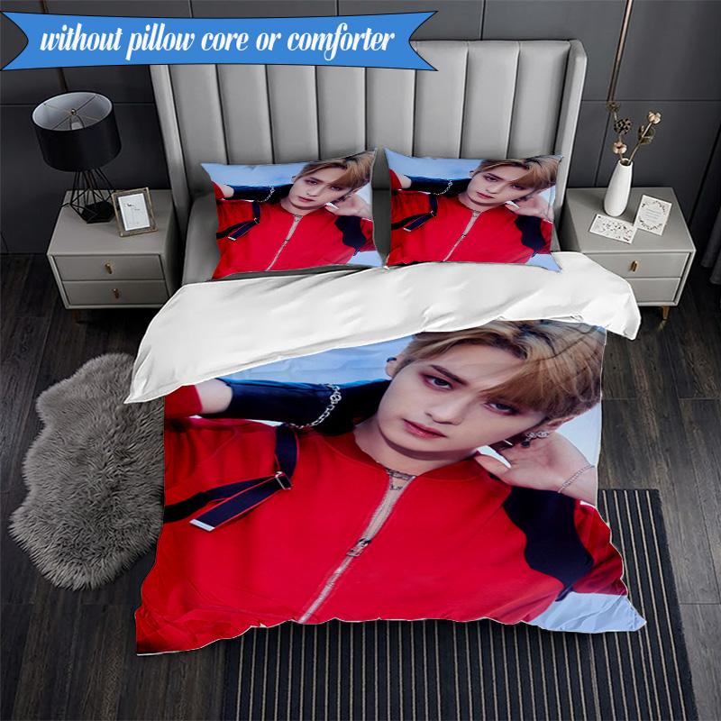 K-pop Group Stray 3pcs K-pop Music Group Bedding set,Ideal for Bedroom, Dormitory,Including Duvet Cover And 2pcs Pillowcases,Fan Gifts