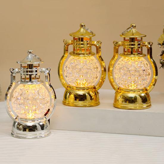 LED Christmas Night Lamp Flame-Free Warm Glow Creative Honeycomb Design Retro Night Light for Home Room Decor