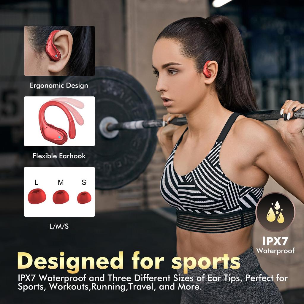 Bluetooth Wireless Earbuds Latest Bluetooth Bluetooth ENC Noise Up To 80 Hours of IPX7 Ear Hook Auto LED Suitable for Web and School [2025 Earbuds]