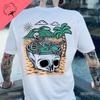Gothic Harajuku Biker Skull Graphic Tshirts Men Fashion Trend Short Sleev Tops Dark Punk Skulls Retro T Shirt Male Oversized Tee