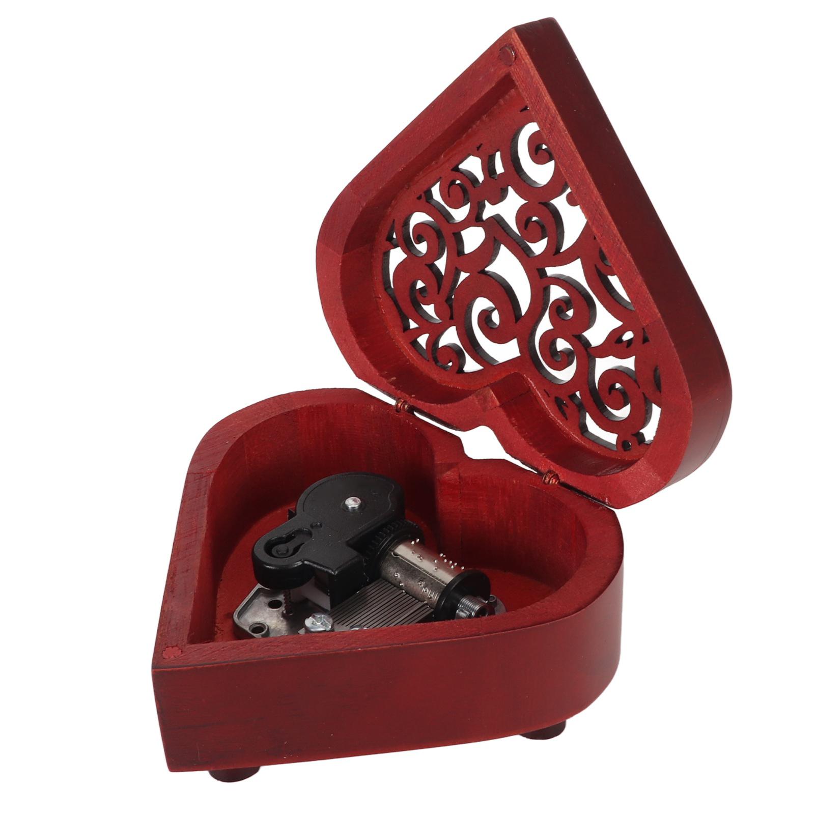 

Музыкальная шкатулка в форме сердца из сосны с полой крышкой, деревянная заводная музыкальная шкатулка, креативный подарок