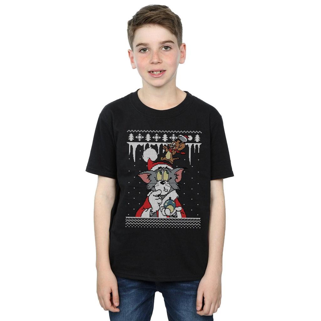 Tom and Jerry Boys Christmas Fair Isle T-Shirt